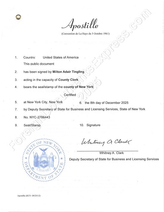 New York apostille Hague apostille from New York